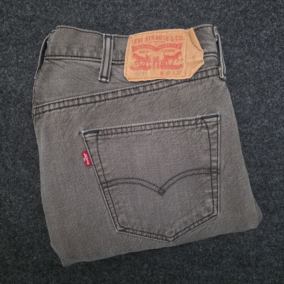 Levi's Other - Levis 501 Mens 38x32 Grey Medium Wash Denim Straight Jeans Red Tab Button Fly